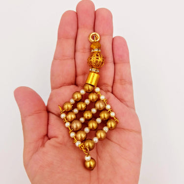 Handcrafted Gold Bead Tassels Latkan, Indian Latkans, Gold Beaded Danglers